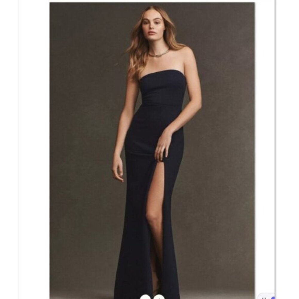 NWT BHLDN Adalynn Strapless Stretch Crepe Maxi Gown | Black | S